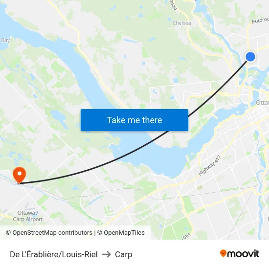 De L'Érablière/Louis-Riel to Carp map