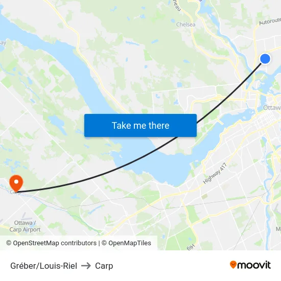 Gréber/Louis-Riel to Carp map