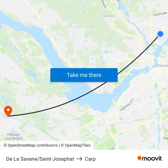 De La Savane/Saint-Josaphat to Carp map