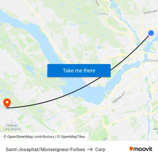 Saint-Josaphat/Monseigneur-Forbes to Carp map
