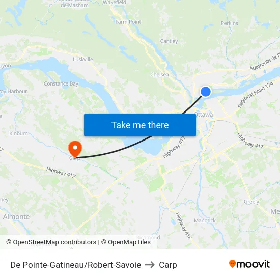 De Pointe-Gatineau/Robert-Savoie to Carp map
