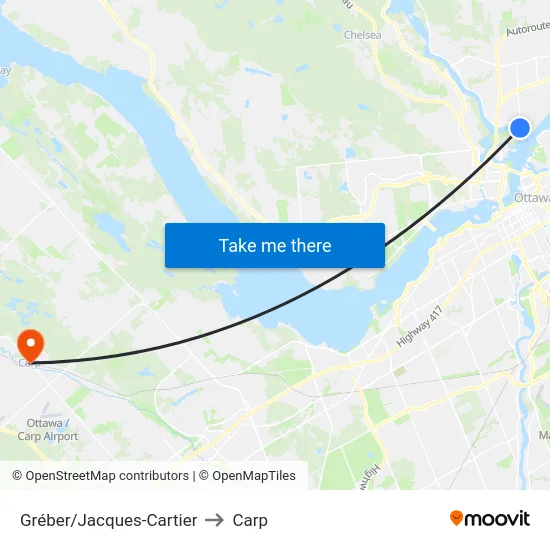 Gréber/Jacques-Cartier to Carp map