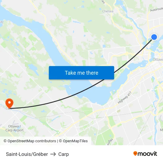 Saint-Louis/Gréber to Carp map