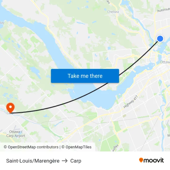 Saint-Louis/Fortin to Carp map