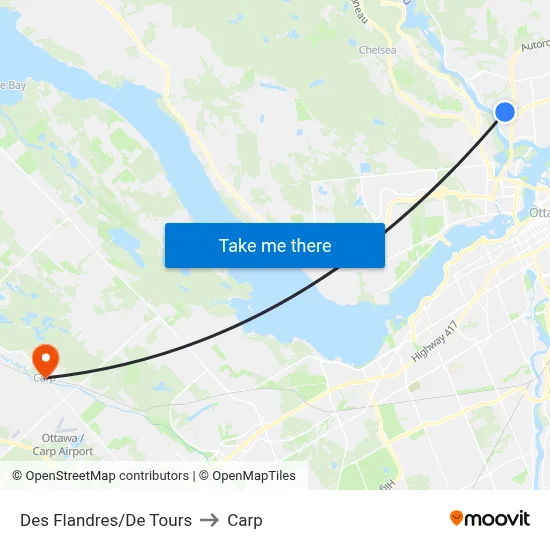 Des Flandres/De Tours to Carp map