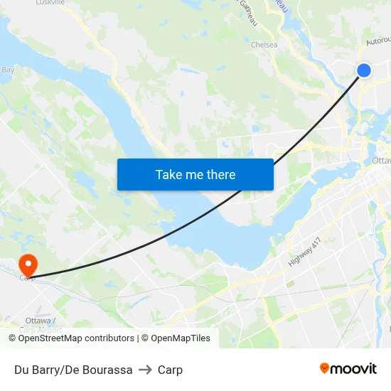 Du Barry/De Bourassa to Carp map