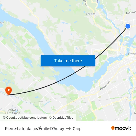 Pierre-Lafontaine/Émile-D'Auray to Carp map