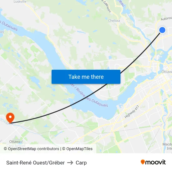 Saint-René Ouest/Gréber to Carp map