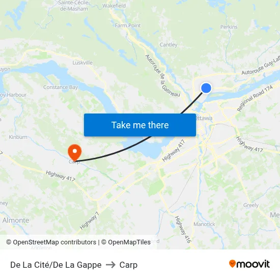 De La Cité/De La Gappe to Carp map