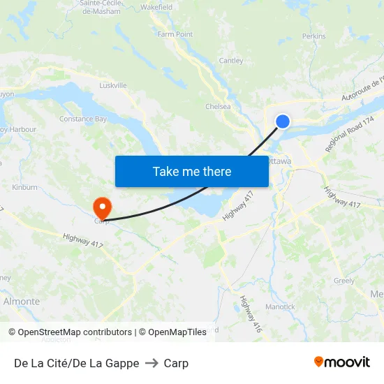 De La Cité/De La Gappe to Carp map