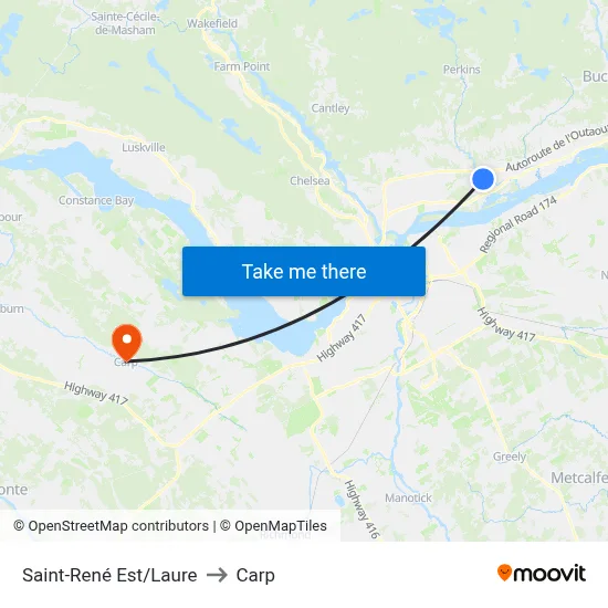 Saint-René Est/Laure to Carp map