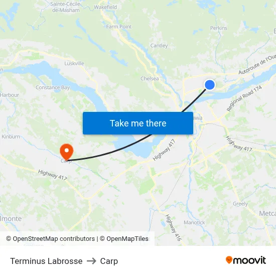 Terminus Labrosse to Carp map