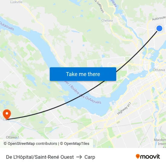 De L'Hôpital/Saint-René Ouest to Carp map