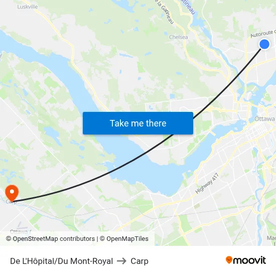 De L'Hôpital/Du Mont-Royal to Carp map