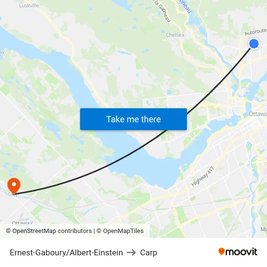 Ernest-Gaboury/Albert-Einstein to Carp map