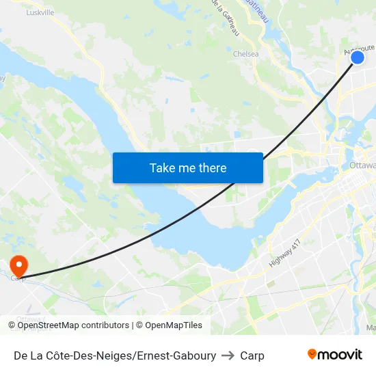 De La Côte-Des-Neiges/Ernest-Gaboury to Carp map