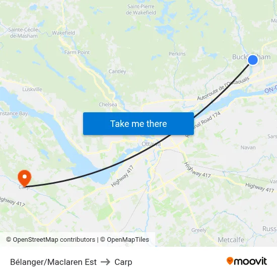 Bélanger/Maclaren Est to Carp map