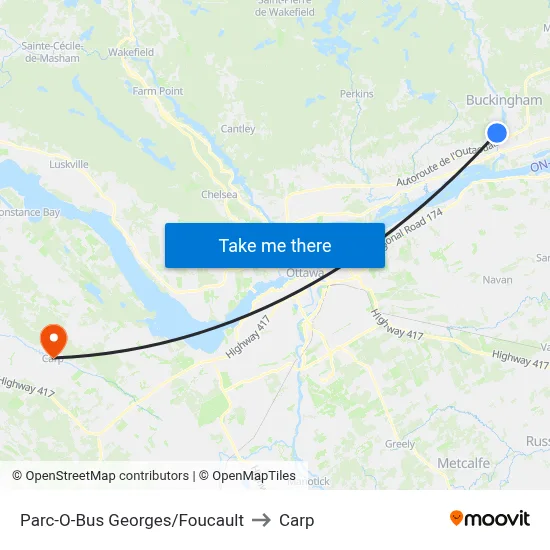 Parc-O-Bus Georges/Foucault to Carp map