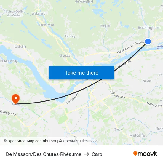 De Masson/Des Chutes-Rhéaume to Carp map