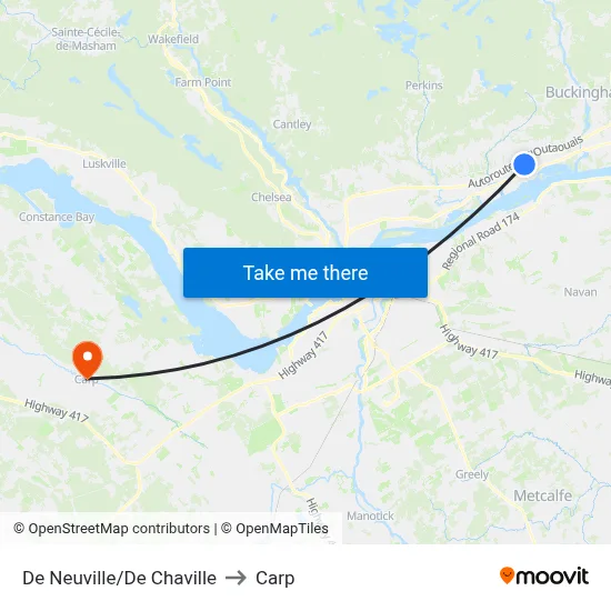 De Neuville/De Chaville to Carp map