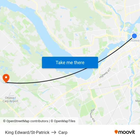 King Edward/St-Patrick to Carp map