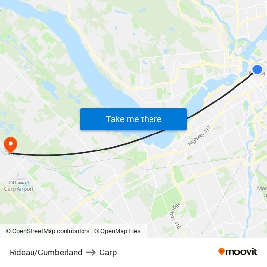 Rideau/Cumberland to Carp map