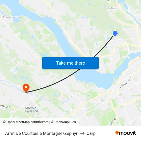 Arrêt De Courtoisie Montagne/Zéphyr to Carp map