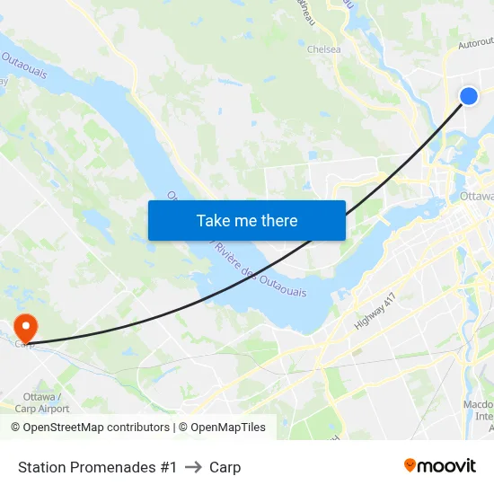 Station Promenades #1 to Carp map