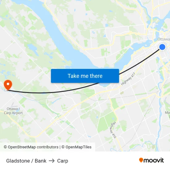 Gladstone / Bank to Carp map