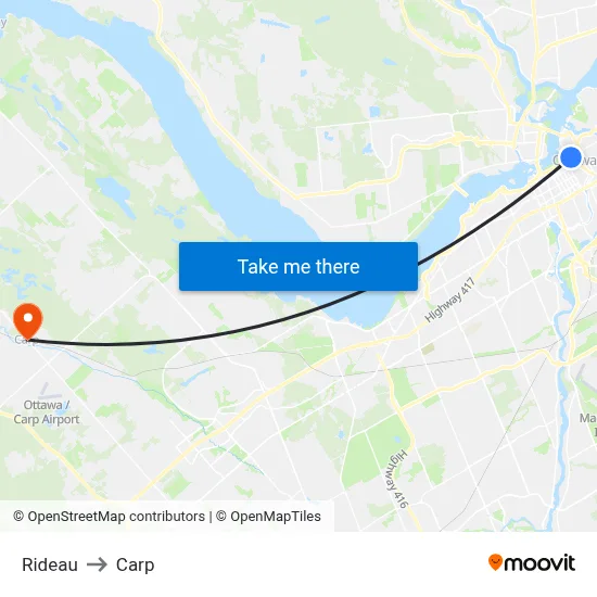 Rideau to Carp map
