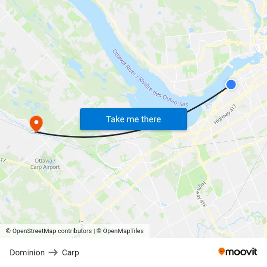Dominion to Carp map