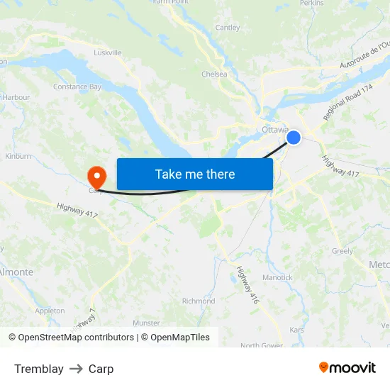 Tremblay to Carp map