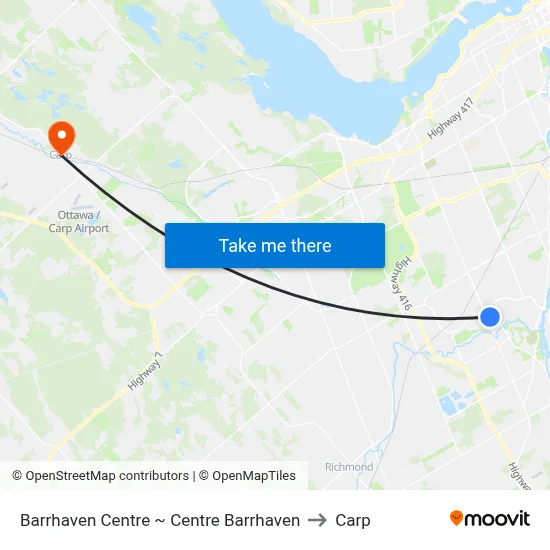 Barrhaven Centre ~ Centre Barrhaven to Carp map
