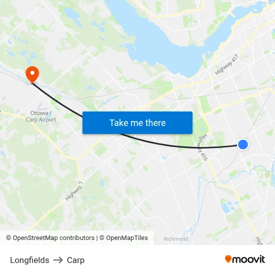 Longfields to Carp map