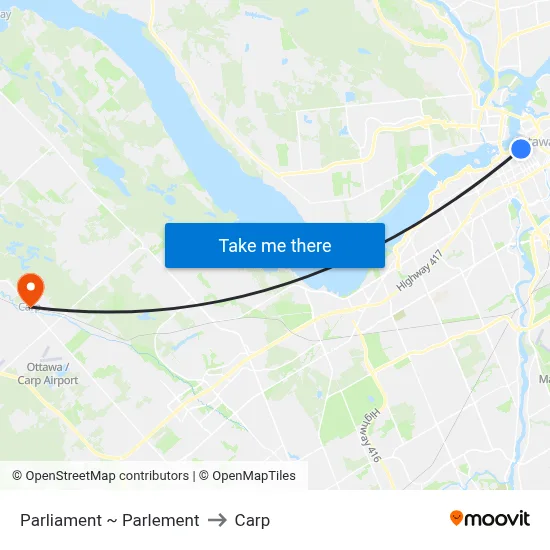Parliament ~ Parlement to Carp map