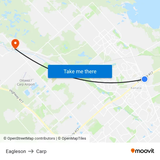 Eagleson to Carp map