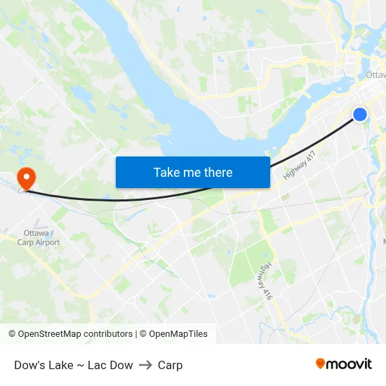 Dow's Lake ~ Lac Dow to Carp map