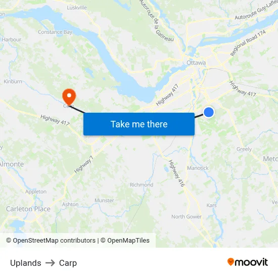 Uplands to Carp map