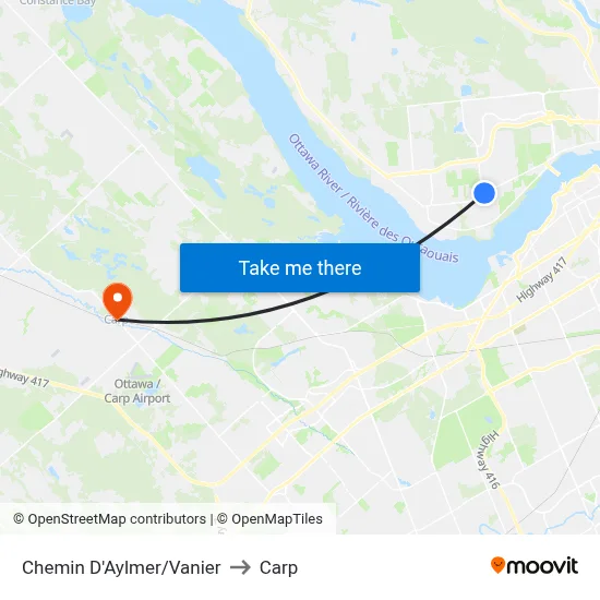 Chemin D'Aylmer/Vanier to Carp map