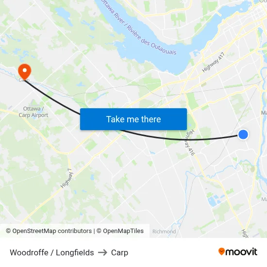 Woodroffe / Longfields to Carp map