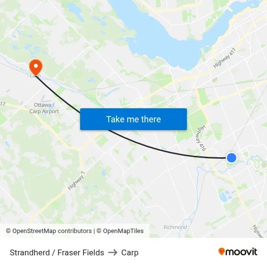 Strandherd / Fraser Fields to Carp map