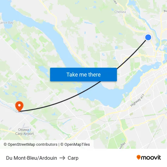 Du Mont-Bleu/Ardouin to Carp map