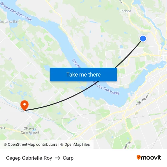Cegep Gabrielle-Roy to Carp map