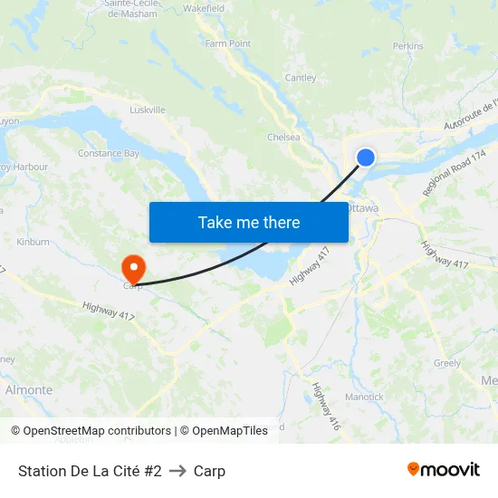 Station De La Cité #2 to Carp map