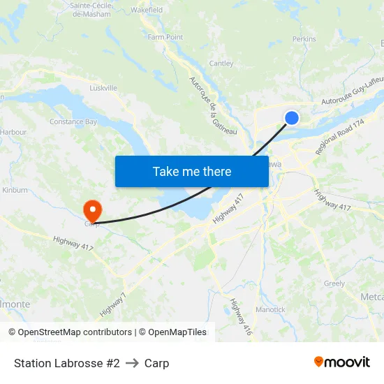 Station Labrosse #2 to Carp map
