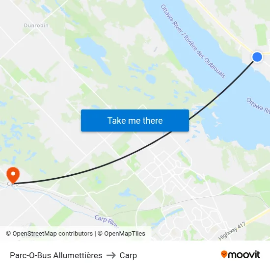 Parc-O-Bus Allumettières to Carp map