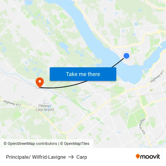 Principale/ Wilfrid-Lavigne to Carp map