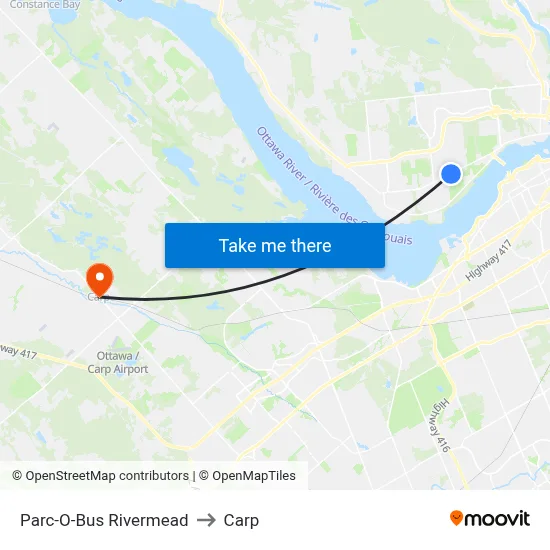Parc-O-Bus Rivermead to Carp map