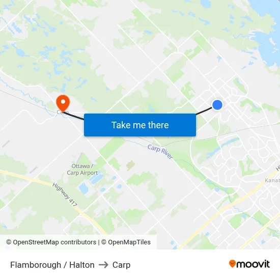 Flamborough / Halton to Carp map