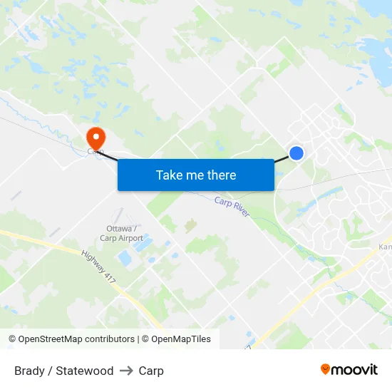 Brady / Statewood to Carp map